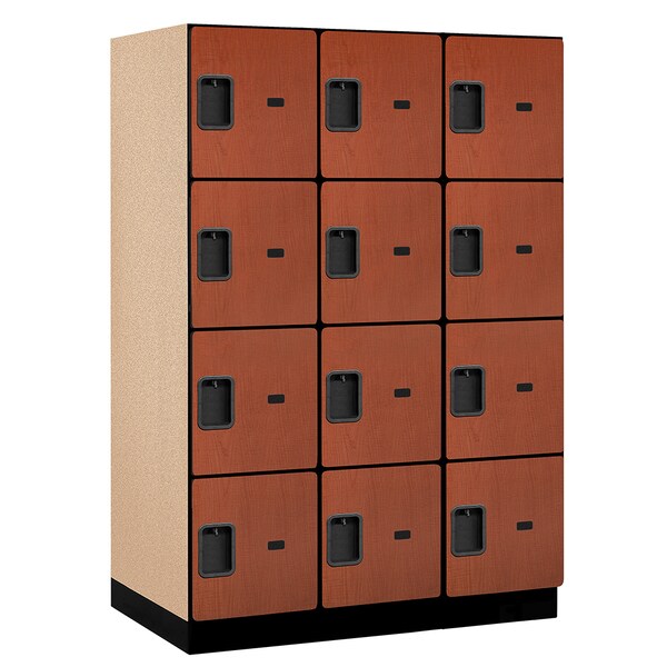 4 Tier Designer Locker, 54"Wx76"Hx24"D, 12 Door, Cherry